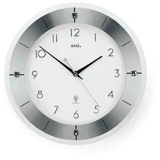 AMS Funkwanduhr 31,00 cm 5848 silber/weiß