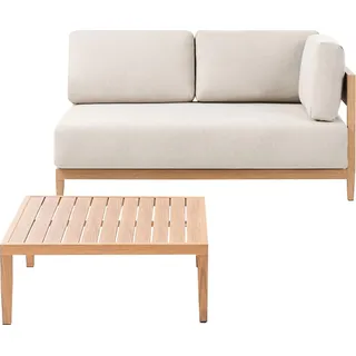 BELIANI Gartensofa mit Tisch Hellbraun u. Hellbeige Aluminium Holzoptik mit Auflagen 2-Sitzer Wasserabweisend Modernes Design Gartenmöbel Loungemöbel - Braun, Beige
