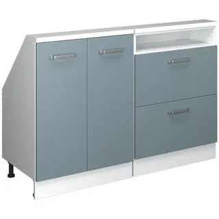 Vicco Küchenschrank FÜR Dachschrägen R-Line Blau-Grau 120 cm 2er Set , Blaugrau, Weiß , Holzwerkstoff , Rechteckig , 120x83.8x46 cm , Küchen, Küchenmöbel, Küchenschränke, Küchenunterschränke