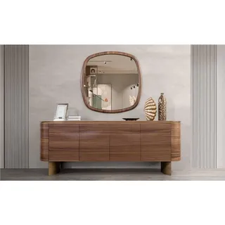 Moderne Braune Kommode 4-türiges Sideboard Designer Anrichte Spiegel - Braun
