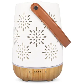 SALUBRITO Keramik Aroma Diffuser für Ätherische Öle, Kabellos Wiederaufladbare Aromatherapie Diffusor mit Akku, Tragbarer Diffusor, Automatisch Power-Off Duftlampe für Draußen, Camping, Zuhause, Yoga