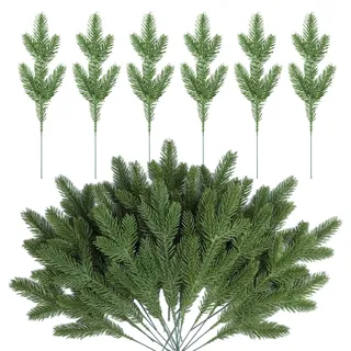 Homcomodar Künstliche Tannenzweige 50PCS Künstliche Kiefer Zweige Weihnachten Kiefer Picks Nadeln Grüne Pflanzen für DIY Girlande Kranz Weihnacht Home Garden Decor