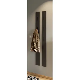 Garderobenpaneel Wandgarderobe 2er Set in grau ABERDEEN-01 mit ausklappbaren Metallhaken - Grau