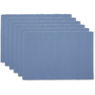 DII Basic Everyday Gerippte Tischsets, 100% Baumwolle, Set aus Platzsets, 33 x 48 cm, blau (Stonewash Blue), 6-teilig