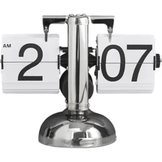 Digitale Flip-Down-Uhr, Retro, minimalistisch, mit einem Fuß, mechanisch, Auto-Schreibtisch für Zuhause, Wohnzimmer, Weiß