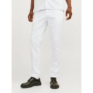 Chinos JACK & JONES "JPSTMARCO mit Stretchkomfort und schmalem Bein", Herren, Gr. 28, Länge 30, weiß, Web, Obermaterial: 98% Baumwolle, 2% Elasthan, unifarben, slim fit normal, Hosen Chinos, Baumwollmischung, slim fit