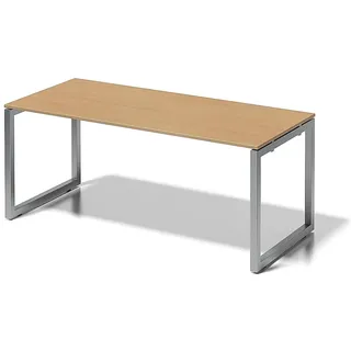 BISLEY Cito Schreibtisch, 740 mm höhenfixes O-Gestell, Metall, Bc355 Dekor Buche, Gestell Silber, 80 x 180 x 85 cm
