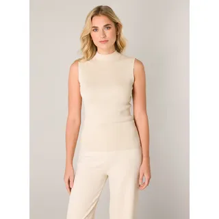 Tanktop BASE LEVEL "Yali", Damen, Gr. 44, beige, Jersey, Obermaterial: 80% Viskose, 20% Nylon, unifarben, körpernah hüftlang, Rundhals, Tops Tanktop, mit Stehkragen, Topseller