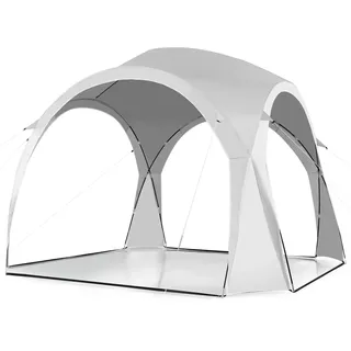 COSTWAY Partyzelt Pavillon weiß, Gartenzelt Gartenpavillon Strandzelt UPF50+ Sonnenschutz, Terrassenzelt für 6-8 Personen Camping Strand 327x327x270cm - Weiß