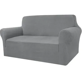 Granbest High Stretch Sofabezug Moderne Sofaüberwurf Jacquard Elastische Sofahusse für Wohnzimmer Protector für Hunde Haustiere (2 Sitzer, Hellgrau)