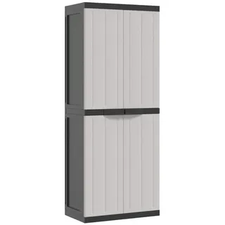 vidaXL Gartenschrank Grau und Schwarz 65x37x165 cm PP