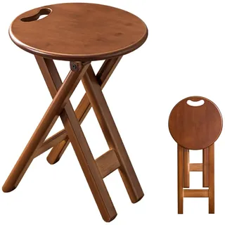 Klapphocker Holz Barhocker Klappbar 43cm 60cm Hoch Bambus Küchenhocker Klappbar Rund Thekenhocker Holz Mit Fußstütze Gartenhocker Klappbar Mit Eingebautem Griff Klappstuhl Sparen Sie Platz(Seat height