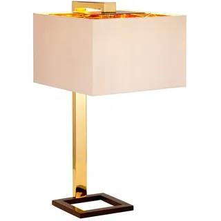 Tischlampe TIAGO in Gold Braun Creme Eckig H:62cm E27 Wohnzimmer