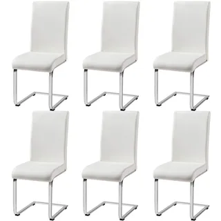 Yaheetech Esszimmerstühle 6er Set Schwingstuhl Freischwinger stühle küchenstuhl polsterstuhl, Kunstleder Bezug, 135 kg belastbar Weiß