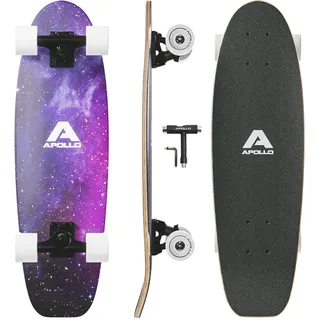Apollo Mini-Longboard | Midi Cruiser als Komplett-Board, 70cm (30x8) | wendiges Kick Tail Mini Longboard aus Holz im Vintage Skateboard-Style | Longboard Erwachsene mit High Speed ABEC 9 Kugellagern