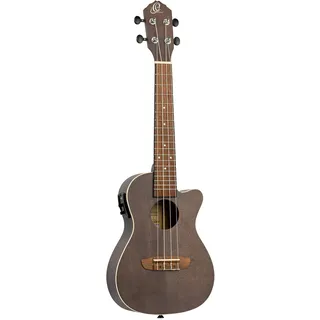 Ortega Guitars Konzert Ukulele Elektro-Akustisch – Earth Series – mit Cutaway – Okoume, Schwarz (RUCOAL-CE)