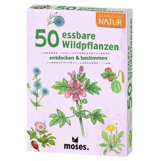Moses Moses. Expedition Natur - 50 essbare Wildpflanzen, Entdeckerkarten zur Bestimmung von Pflanzen, Outdoor-Spielzeug für Kinder ab 6 Jahren, White