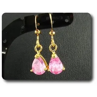 Mineralien und Steine Précieuses. Ohrringe Rosa Saphir 2x8 MM Vergoldet