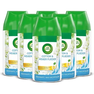 Air Wick Freshmatic Max Raumspray – Nachfüller für den Air Wick Freshmatic Max – Duft: Cotton & Weißer Flieder – 6 x 250 ml Nachfüller Raumduft und Lufterfrischer
