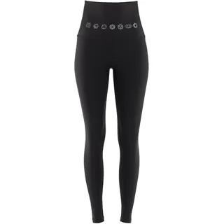 Winshape Damen Functional Comfort Tights Hwl112c “high Waist” Mit Silberner 7 Chakras-applikation Leggings, Schwarz, L EU