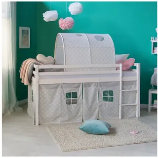 Homestyle4u 1878, Kinder Tunnel für Hochbett, 90 cm Breit Grau Weiß Sterne - Grau