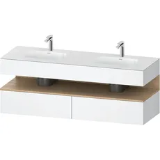 Duravit Qatego Einbauwaschtisch mit Konsolenwaschtischunterbau, 1600x550x600mm, Nische Eiche Natur, Doppelwaschtisch, QA4797030, Farbe: Weiß Matt