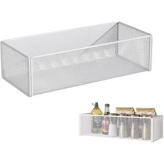 Homirty Magnetisches Gewürzregal für Kühlschrank – Weiß Metall Regal mit Extra Starker Haltekraft|Platzsparende Küchenorganisation für Gewürze, Gläser & Dosen|Magnetregal Kühlschrank (Groß)