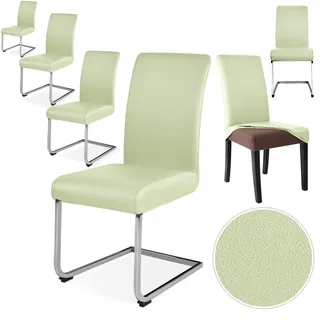 Alishomtll Stretch PU Stuhlhussen 6er Set Kunstleder Stuhlbezug Schwingstuhl wasserdicht Elastische Esszimmer Universell Waschbarer Stuhlbezüge für Küche Restaurant Hotel Hochzeit (Grün, 6 Stück)