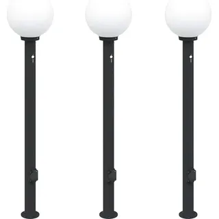 Pollerleuchten mit Sensor und Steckdose 3 Stk. 120 cm Schwarz IP44 - Schwarz