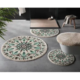 Badematte GRUND Gr. 4, beige (natur, gemustert), halbrund (50cm x 80cm ), 1 Stk., Badematten, Badematte