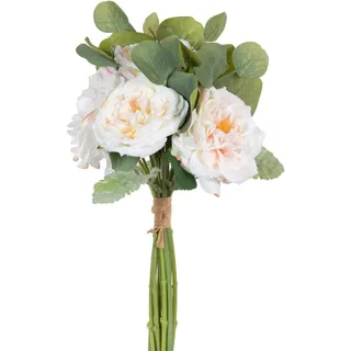 BigBuy Home Blumenstrauß, Weiß, Grün, Rosen, 20 x 23 x 41 cm