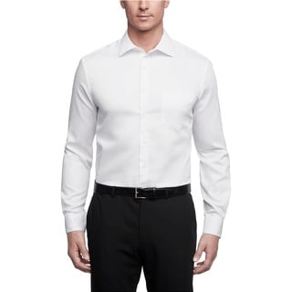 Van Heusen Herren Regular Fit Lux Satin Stretch Solid Klassisches Hemd, Weiss/opulenter Garten, 41 cm Hals 81 cm-84 cm Ärmel