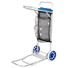 Aktive 62683 Tischwagen für den Strand, 42 x 100 x 50 cm, 2-in-1 Transportwagen, faltbar, inklusive Tasche und Hilfsgitter, Räder 21 cm, Rahmen und Platte aus Aluminium, maximale Traglast 20 kg