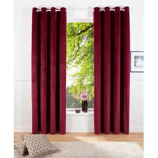 MY HOME Vorhang MY HOME "Velvet Uni" Gr. 1, rot, B:140cm H:145cm, Polyester, Polyester, Gardinen, Blickdichter Samt, 2-er Set, edel, Gardine, multifunktional