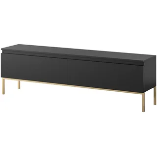 Selsey Bemmi TV-Lowboard 150 cm Schwarz/Gold Stahl/Spanplatte
