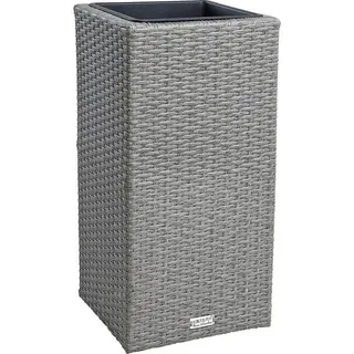 Polyrattan Blumenkübel Pflanzkübel 60 cm Rattan Blumentopf Übertopf Grau-Mix