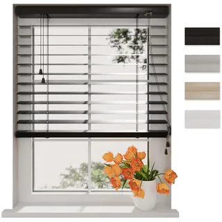 DTCH® Aluminium Jalousie Innen Schwarz 220 x 180 cm (BxH), 50mm Matte Aluminium lamellen, Breiten von 60 bis 240 cm