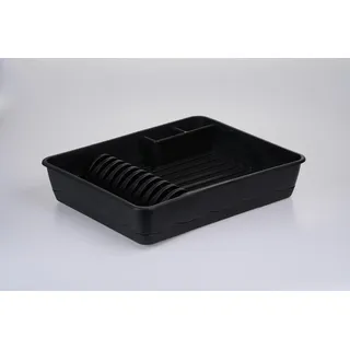 KONZEPT Abtropfgestell Geschirr Abtropfgitter Schale schwarz 43x35x9cm, Geschirrkorb Abtropfkorb für Spüle - aus robustem Kunststoff Made in Europe