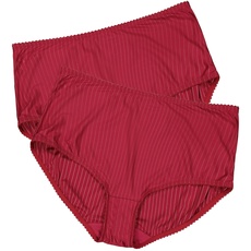 Ulla Popken Damen Midislips, 2er-Pack, Nadelstreifen, höher geschnitten Slips, dunkelrot, 46-48