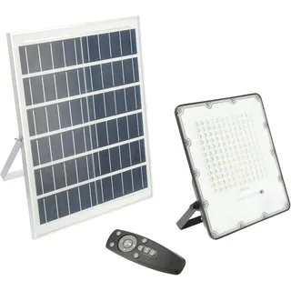 GTV - Solar-LED-Strahler BRAVOS | Solarlampen für Außen | Solar Strahler IP65 Wasserdichte |200W, 2000lm, 6400K, IP65, 120°, Solarpanel, Fernbedienung, Schwarz