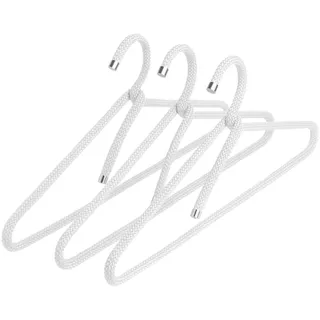 Peppermint Products Hanger | 3er Textil-KLEIDERBÜGEL-Set aus Seil | Rutschfester Designer-Bügel f. Jacken, Hemden, Hosen | Design: Roman Luyken | Schrank- & Garderobenbügel (White)