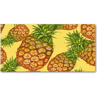 Tulup® Küchenrückwand Spritzschutz aus Glas -100x50 -Spritzschutz auf gehärtetes GlasDeko Essen & Getränke Ananas