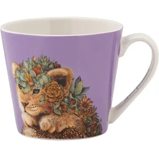 Maxwell & Williams DX1281 Kaffee-Becher rund Löwe 370 ml – Porzellan-Tasse, Wild Planet, Tier-Motiv bunt, Geschenkbox