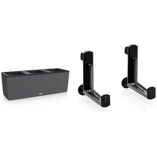 Lechuza Trio Cottage 30 granit 15003 & Balkonkastenhalter Schwarz(1 Stück = 1 Paar) schwarz 19033