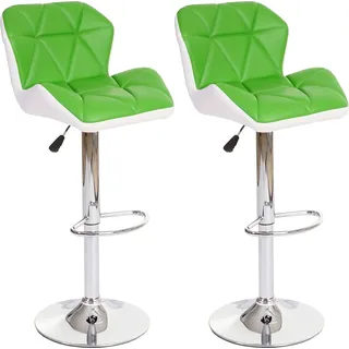 2er-Set Barhocker HWC-A92, Barstuhl Tresenhocker, höhenverstellbar Kunstleder grün - Grün