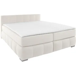Boxspringbett HOME AFFAIRE "Chelles", beige (natur), B:207cm L:245cm, Samtoptik (100% Polyester);Bezug der Spiegelfläche Matratzendrell aus 100% Polyester;Struktur fein 100% Polyester), Komplettbetten, Boxspringbett, inkl. Topper,, in XXL- Überlänge 220 cm, Unterbox mit feine Wölbung