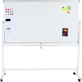 Whiteboard HWC-C85, Magnettafel Memoboard Pinnwand, mobil rollbar inkl. Zubehör ~ 180x100cm