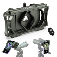 APEXEL Aktualisierung Universal Handy Adapter mit Fernauslöser,360°Drehung Kompatibel mit Fernglas Binoculars Monokular und Mikroskop,Teleskop Adapter für Alle Smartphones(Grüner)