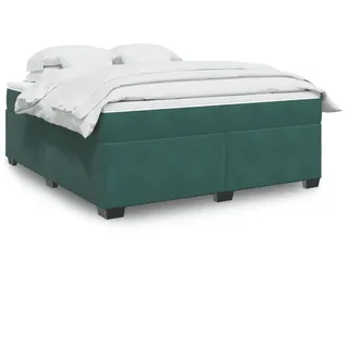 vidaXL Boxspringbett mit Matratze Dunkelgrün 180x200 cm Samt - Grün
