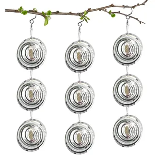 KBIBCK 3Pcs Reflektierende Taubenabwehr, 3D Windspiel aus Edelstahl zur Vogelabwehr, 360°-Drehung Windspiel Metall für Balkon, Garten, Teich, Vogelschreckscheiben Effektive Tauben